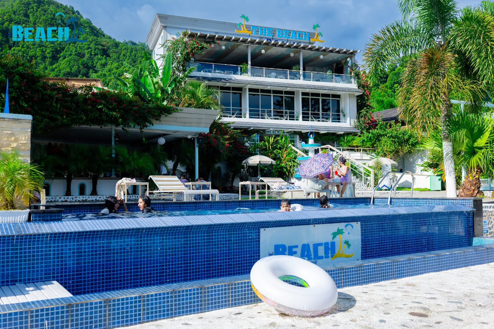 By the pool in daylight